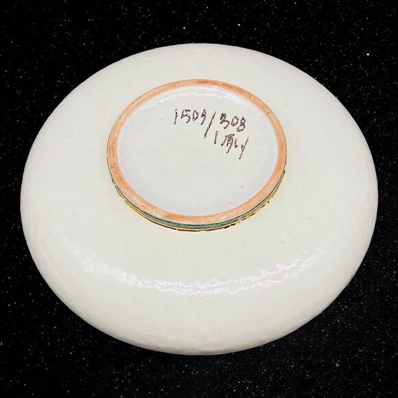 Vintage Italian Art Pottery Floral Covered Casserole Dish Numbered 4.5”T 6”W - Picture 9 of 10